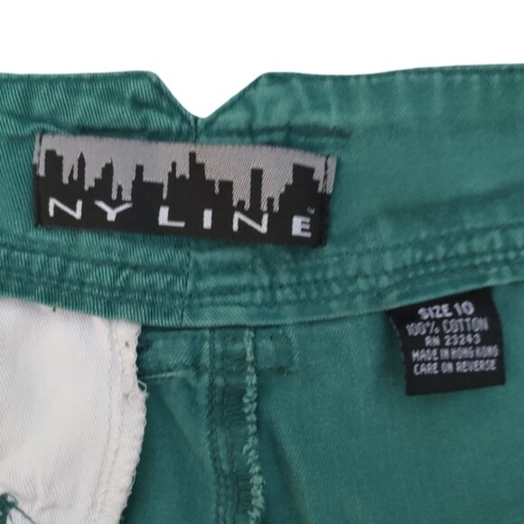 Vintage NY Line Green Shorts with Three Pockets 100% Cotton Size 10 (Medium) - Picture 3 of 5